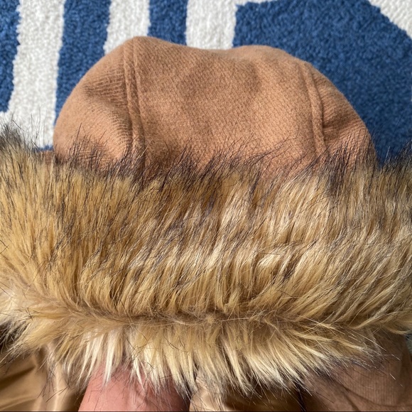 🍂 CHIC TAN FAUX FUR WOOL BLEND HOODED WINTER JACKET! - Picture 12 of 16